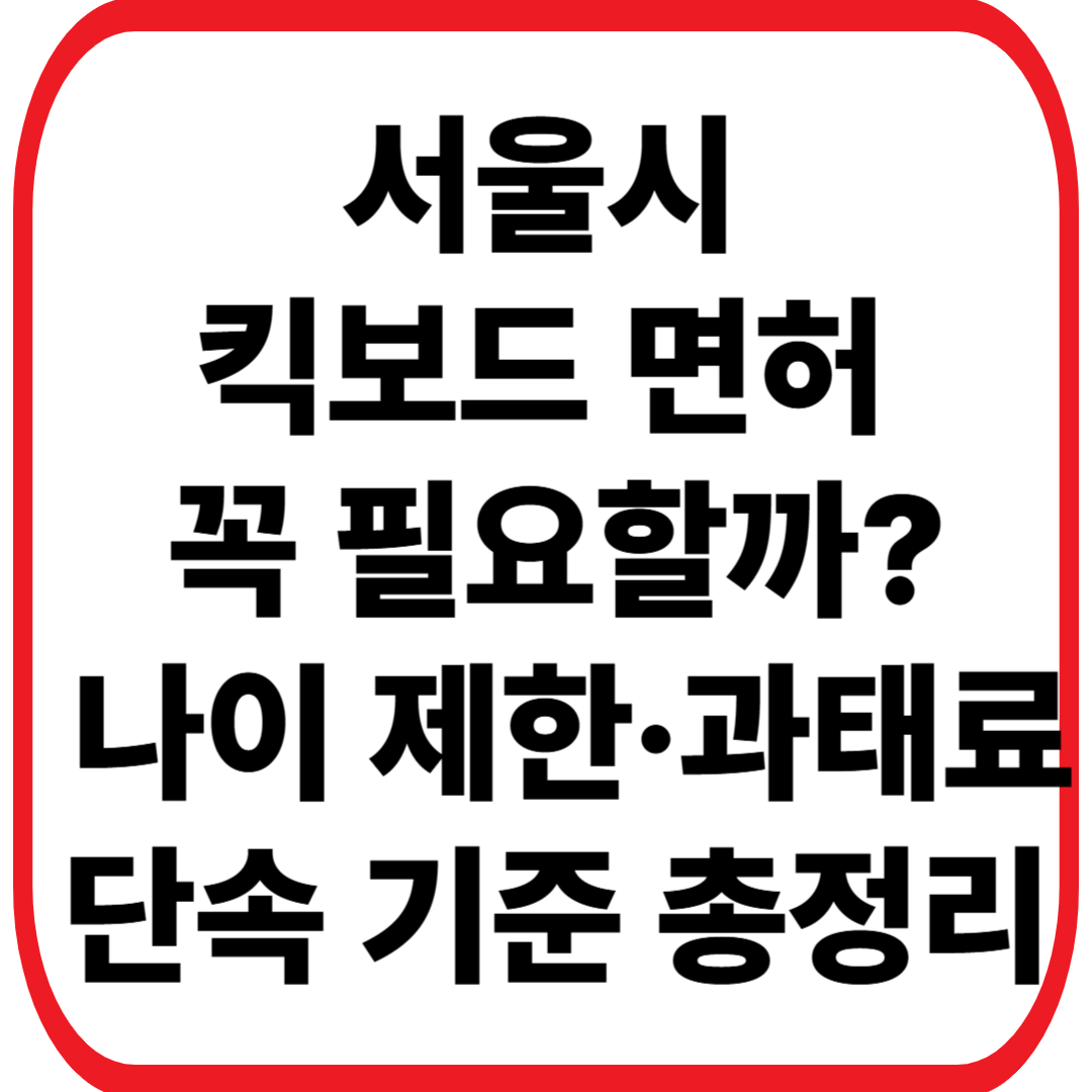 서울시 킥보드 면허 꼭 필요할까?|2026년 나이 제한·과태료·단속 기준 총정리