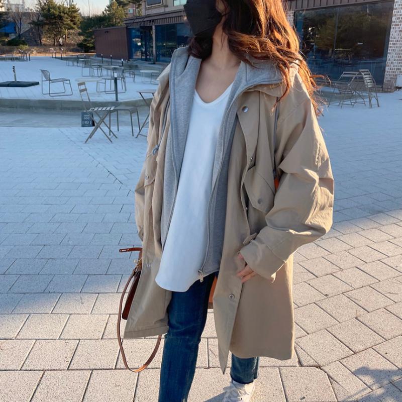 오버핏 후드 레이어드 집업 롱 여성 야상점퍼 여자 간절기 누빔 봄 가을 아우터 사파리야상 88까지