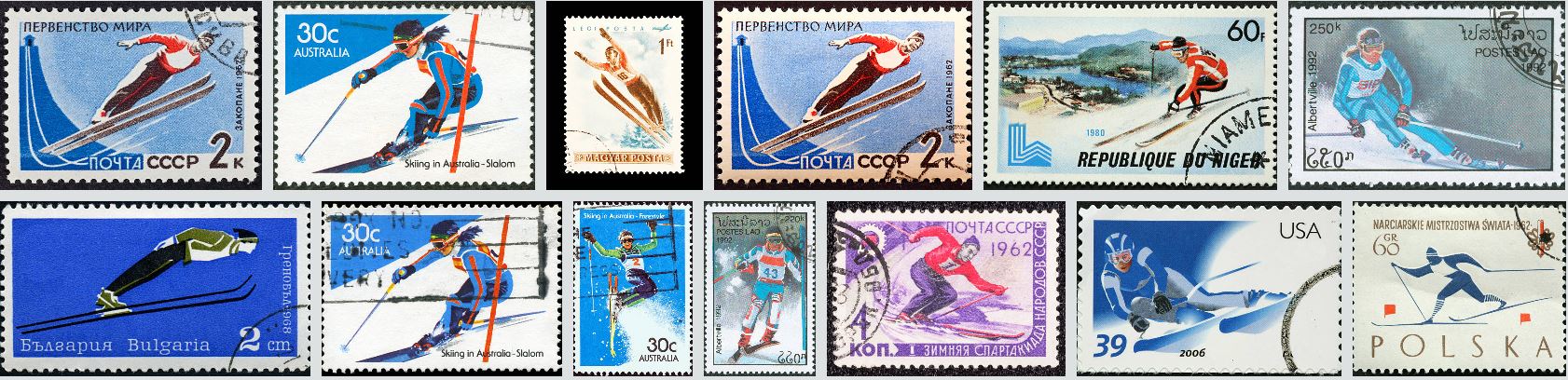 동계올림픽 스키 우표들