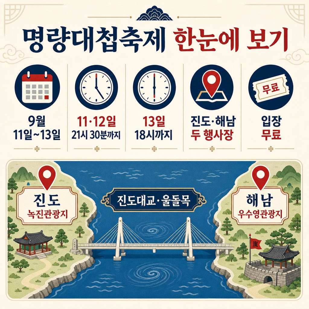 명량대첩축제 기간과 행사장