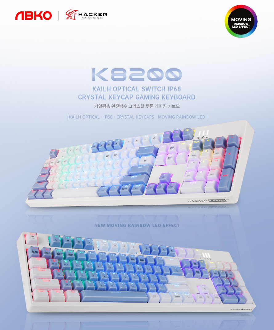 ABKO HACKER K8200 Kyle Optical Axis Fully Waterproof Crystal Two-Tone Rainbow Moving LED V2