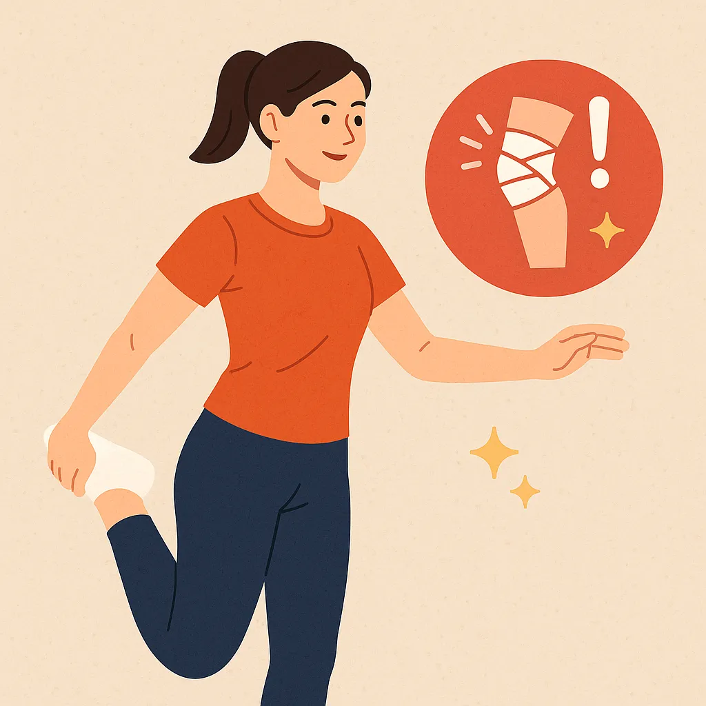 스트레칭이-부상-예방에-효과적인-이유를-상징적으로-표현한-일러스트-이미지로-스트레칭을-하는-사람과-부상-방지를-나타내는-아이콘을-묘사