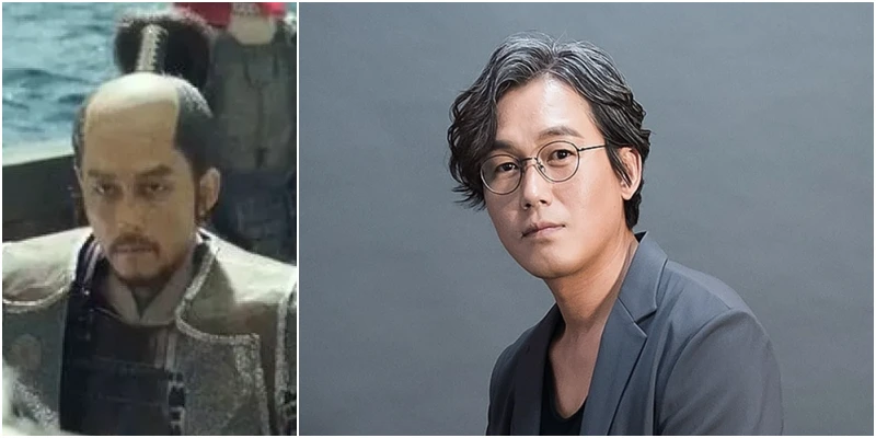 배 위에서 일본 왜군 복색을 하고 있는 시마즈 토요히사 역의 배우 주석태