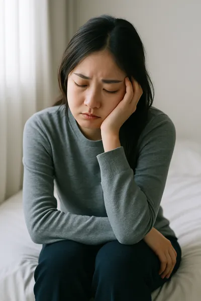 외로움에 힘들어하는 여성