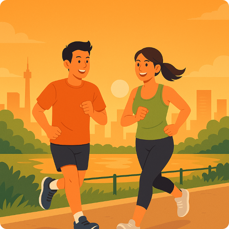 달리기하는 남녀 이미지