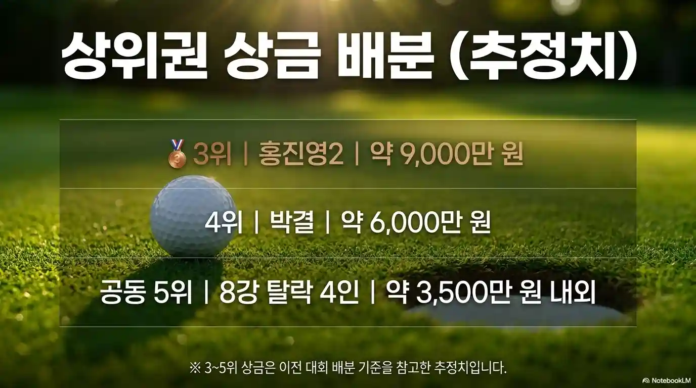 두산 매치플레이 순위별 상금 3위~5위
