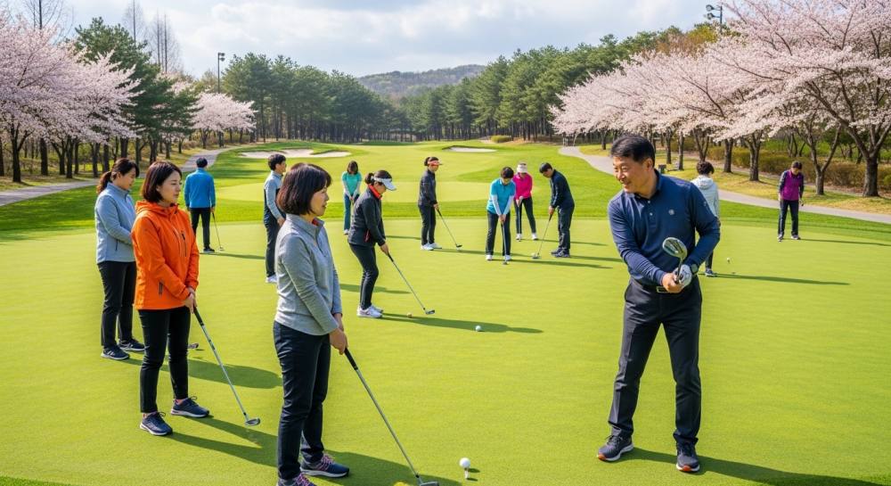 파크골프 지도사가 강습하는 사진