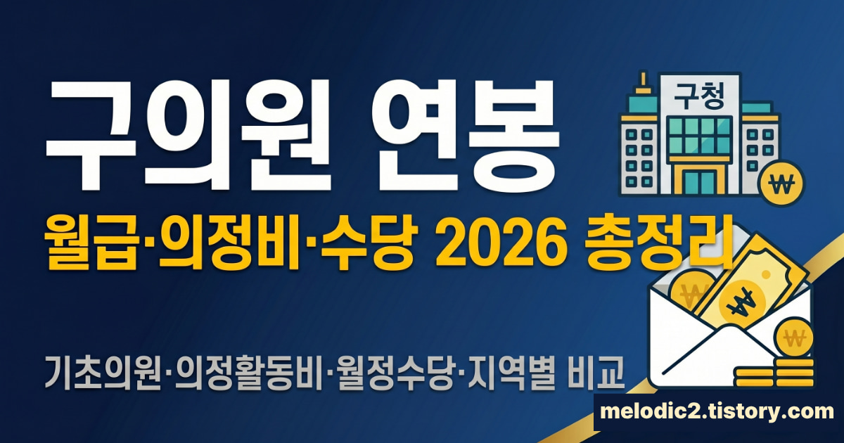 구의원 연봉 월급 의정비 2026 총정리