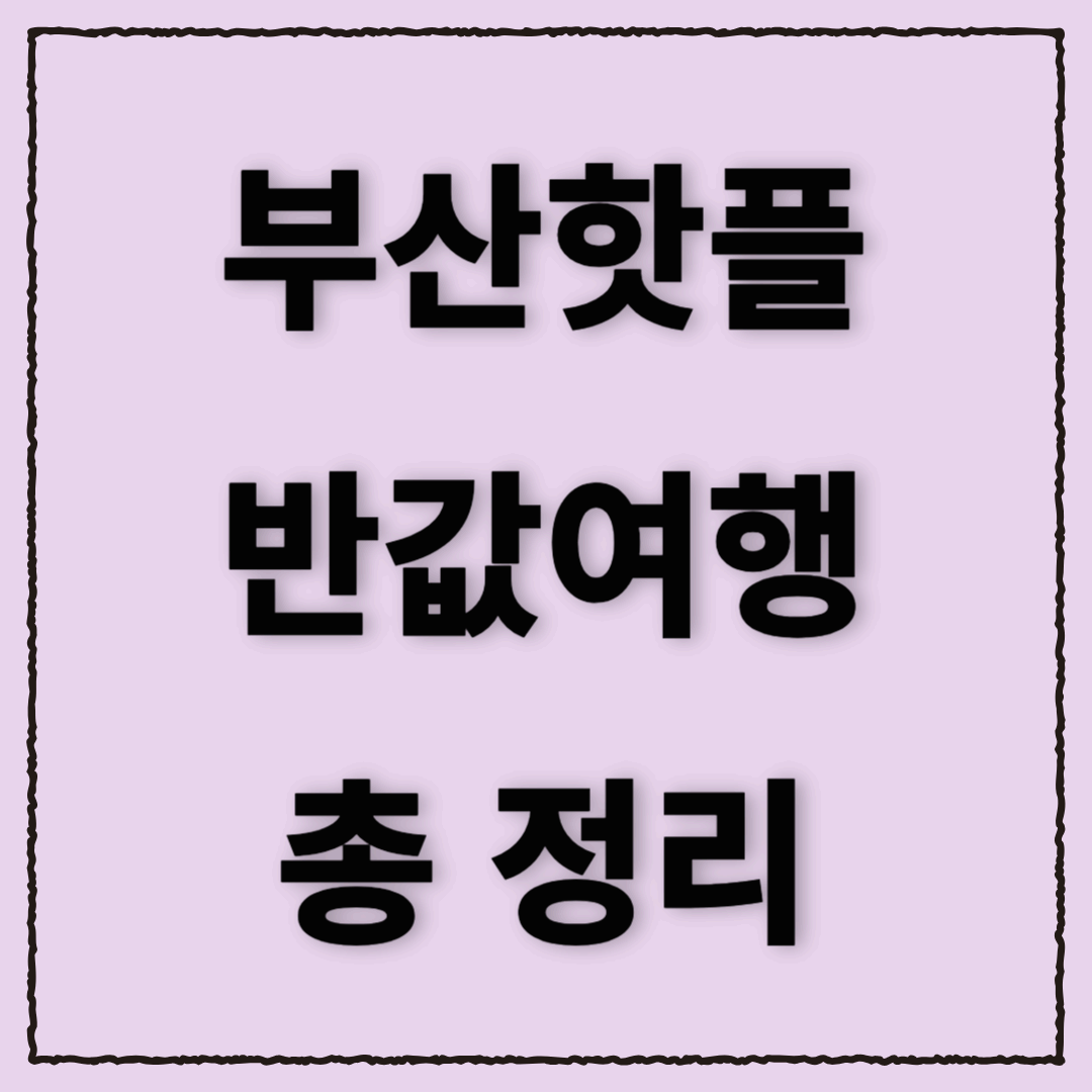 부산 핫플 반값 여행! KTX·관광지 50% 할인 혜택 총 정리