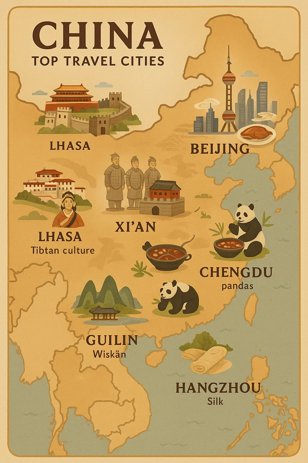 중국 여행지 지도