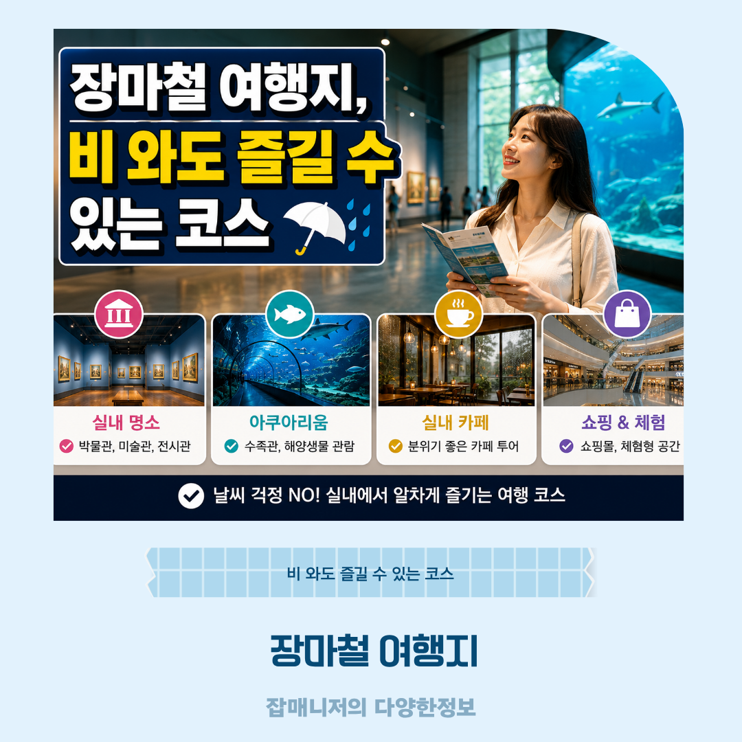 장마철 여행지, 비 와도 즐길 수 있는 코스