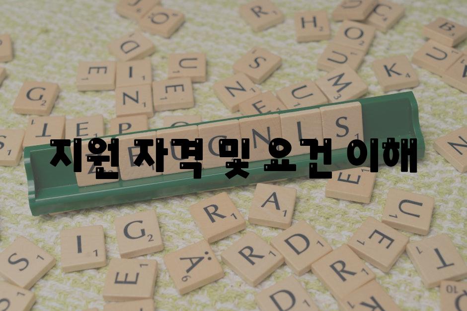 지원 자격 및 요건 이해