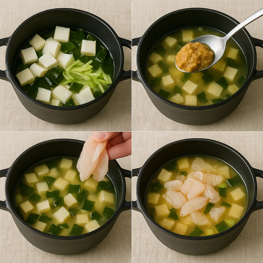 광어미소된장국 조리 과정 4컷