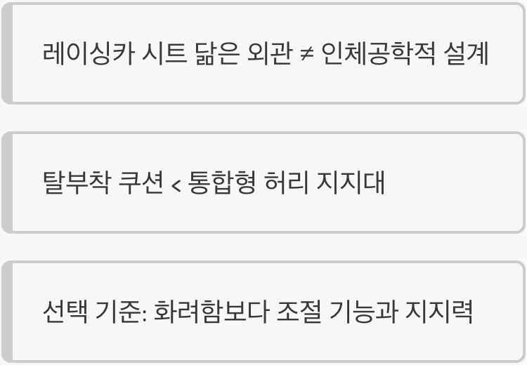 화려한 디자인의 함정, 게이밍 의자