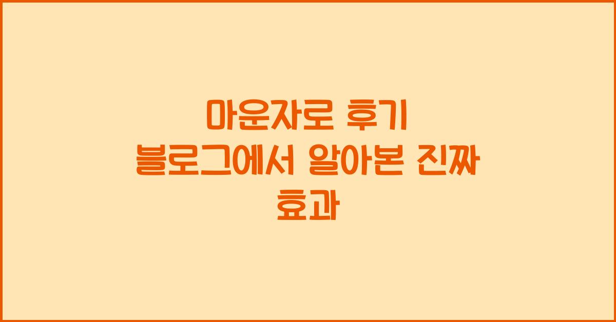 마운자로 후기 블로그