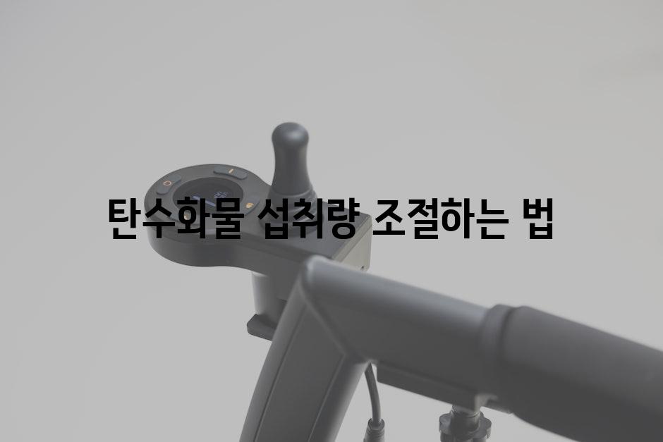 탄수화물 섭취량 조절하는 법
