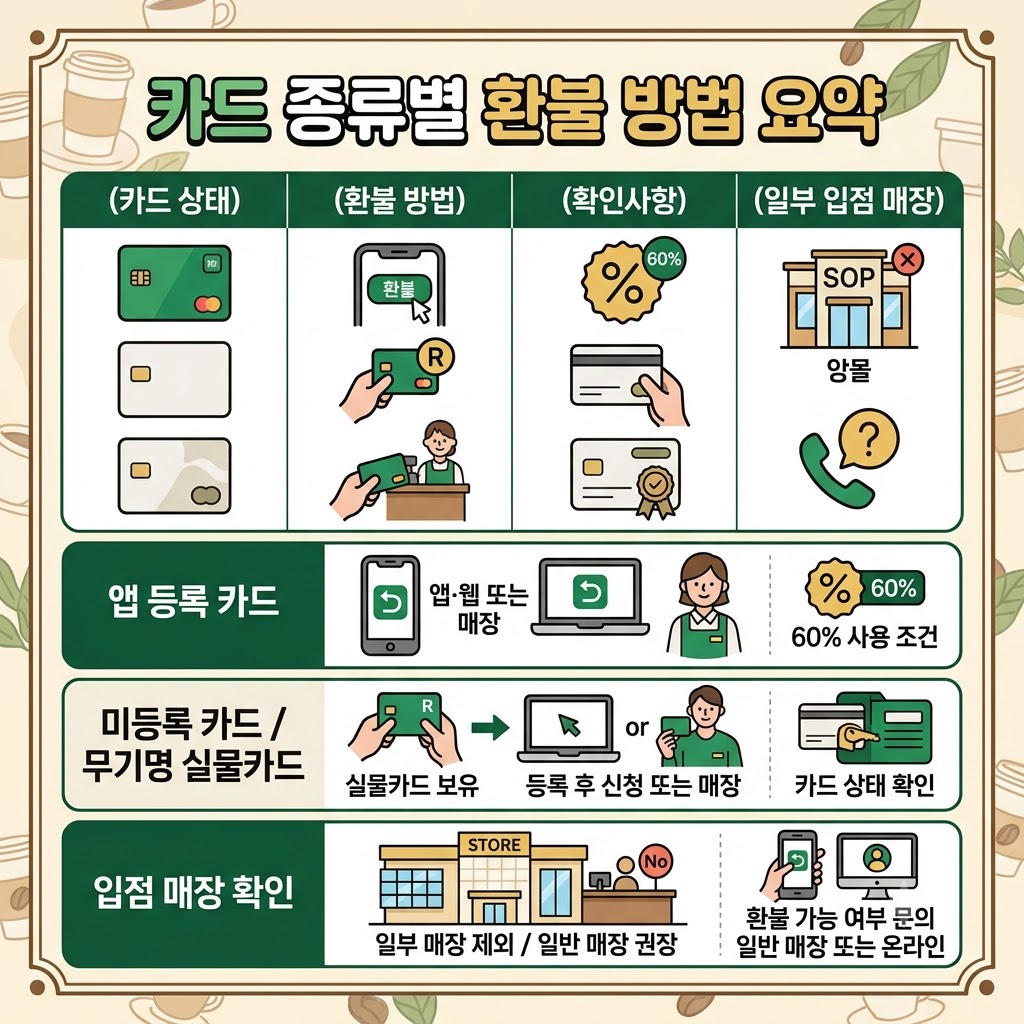 스타벅스 카드 환불 방법 비교