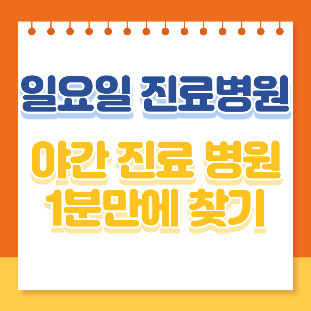 일요일 진료 병원 , 야간 진료 병원 찾기