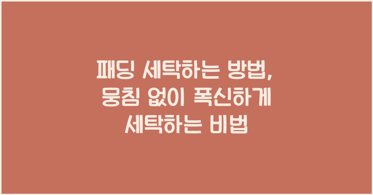 패딩 세탁하는 방법, 뭉침 없이 폭신하게 세탁하는 비법