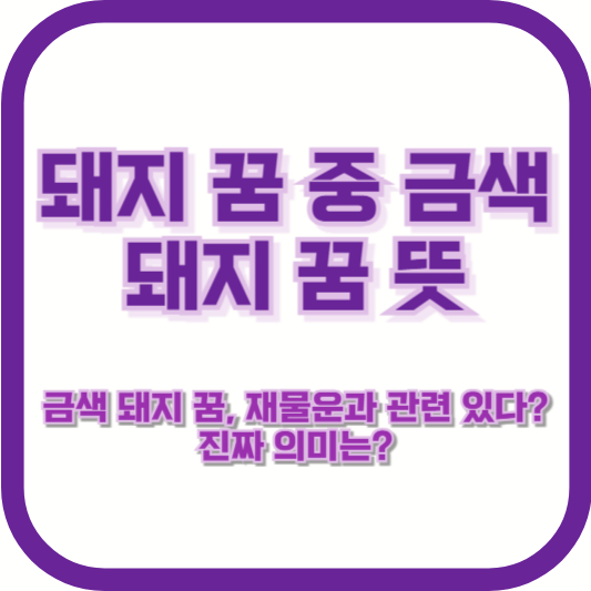 [돼지 꿈 중 금색 돼지 꿈 뜻] "금색 돼지 꿈, 재물운과 관련 있다? 진짜 의미는?"
