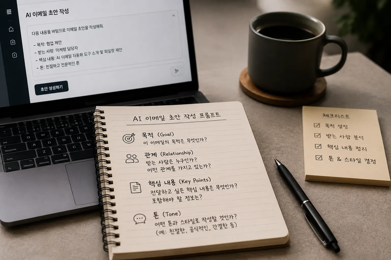 AI 이메일 초안 작성을 위한 프롬프트 구성 4가지 요소