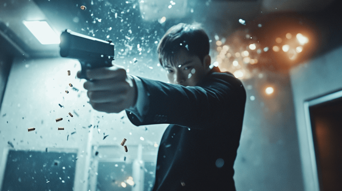 총을-쏘고-있는-정장-입은-회사원-이미지