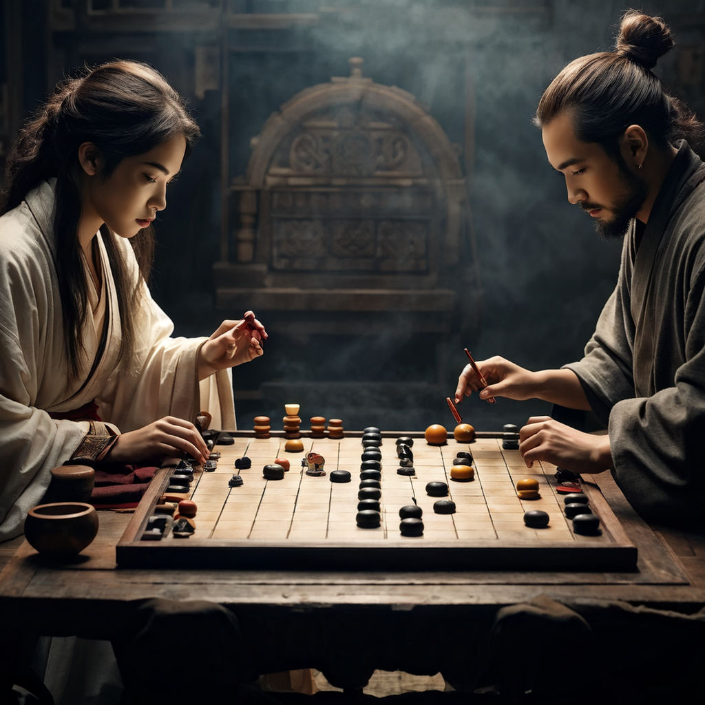 중국인 남녀의 바둑대결