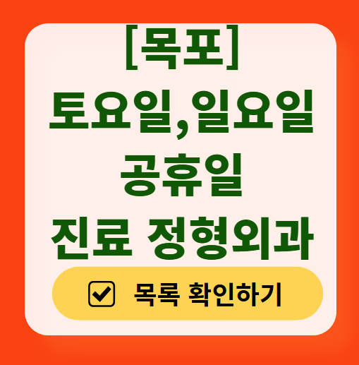 목포 일요일 문 여는 정형외과 목록 ❘ 토요일, 주말, 공휴일 진료 영업 병원 리스트