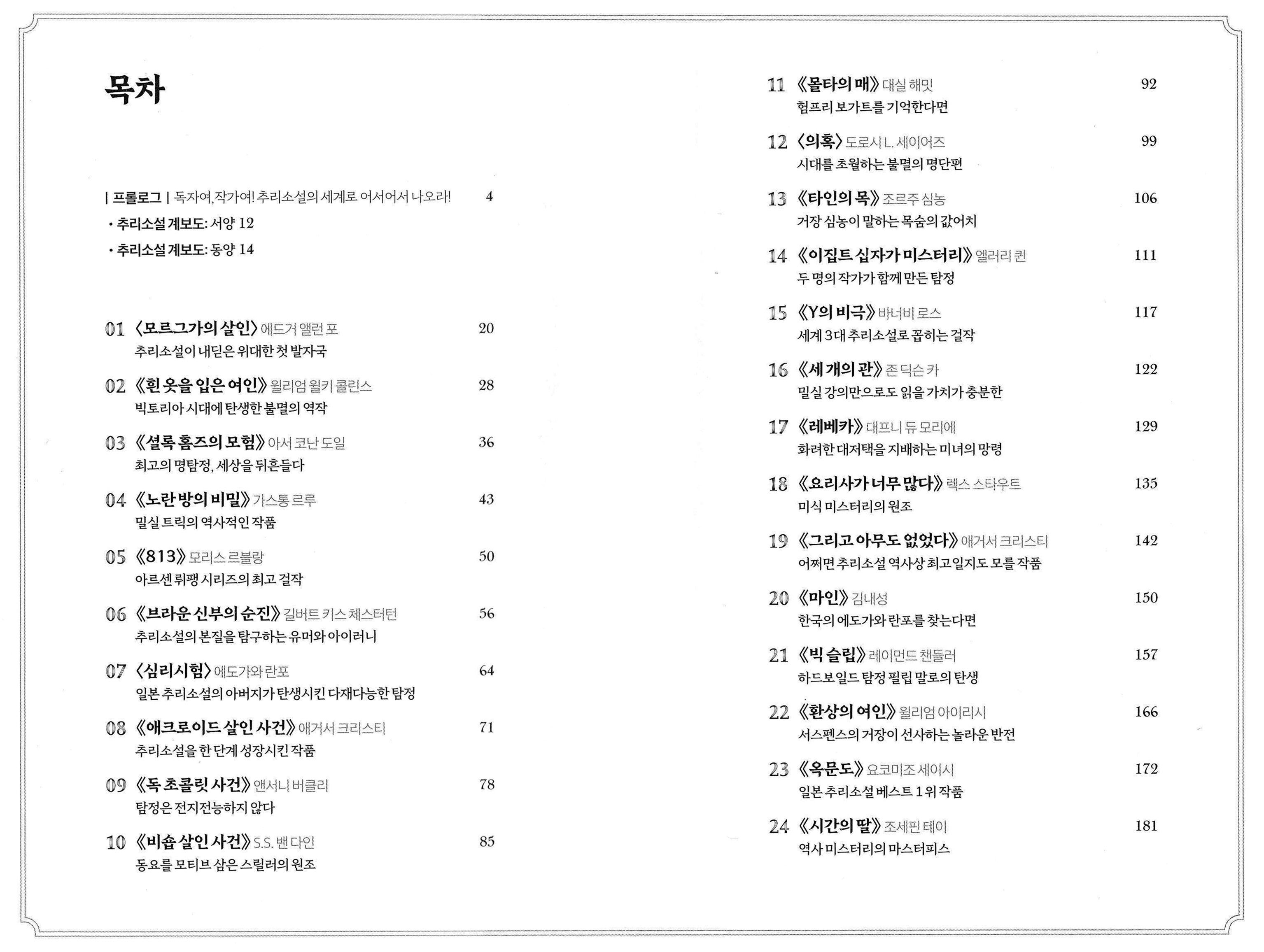 세계 추리소설 필독서 50 목차1