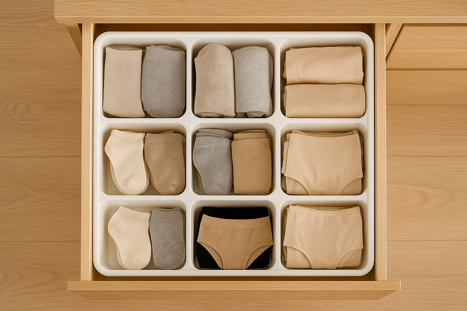 서랍 속 칸막이 트레이로 정리