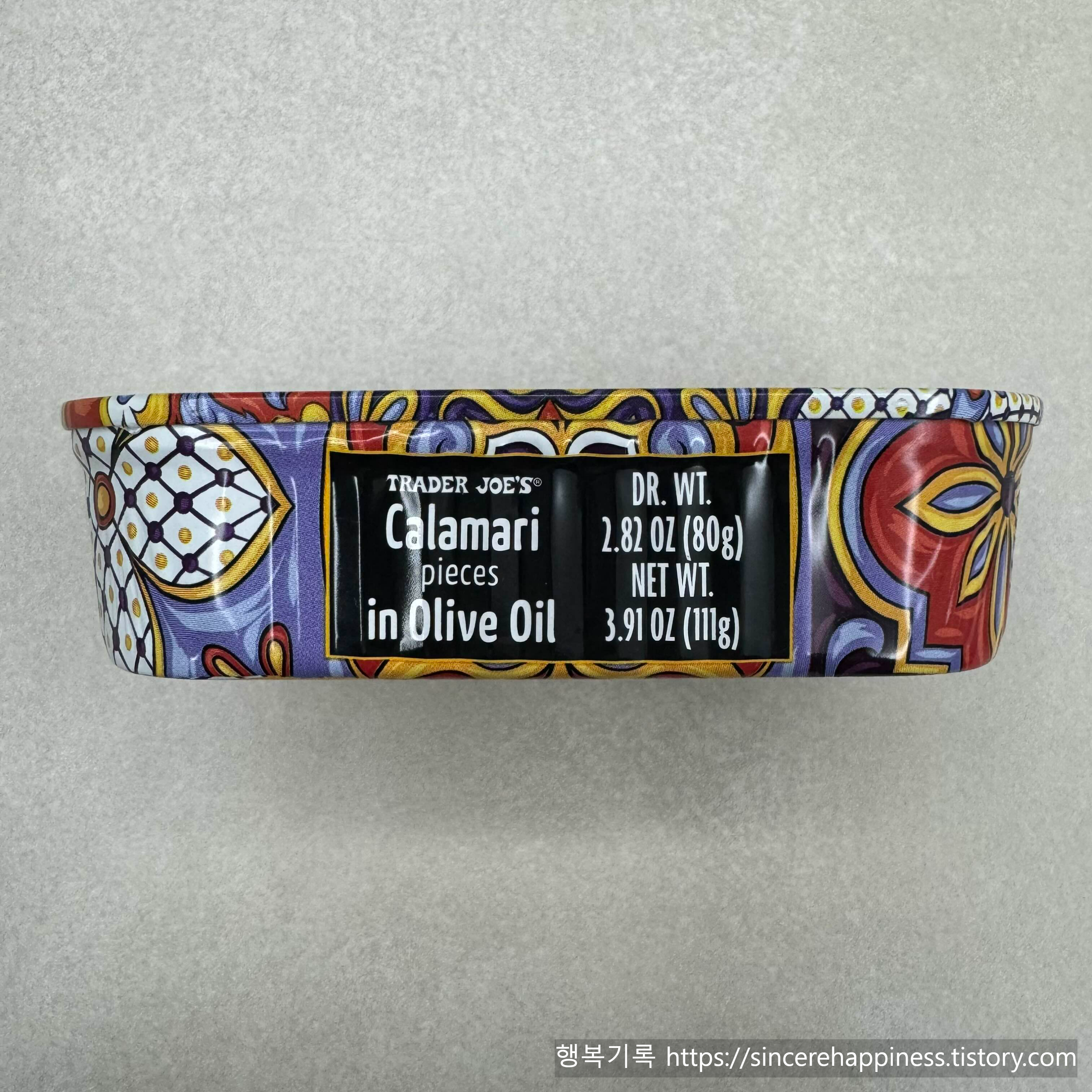 미국 트레이더조 쇼핑리스트 필수템 칼라마리 오징어 통조림 패키지 디자인