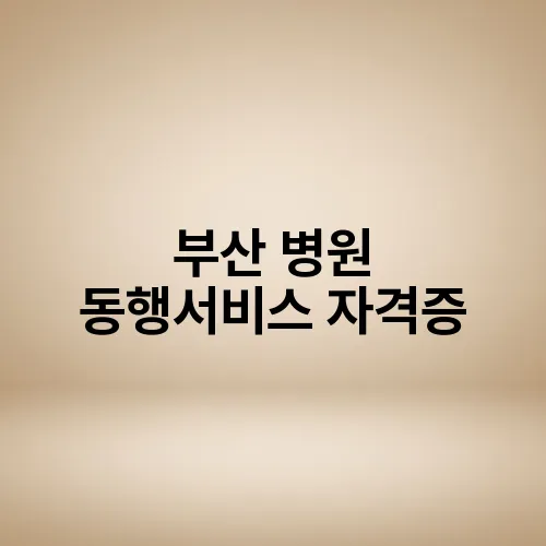부산 병원 동행서비스 자격증