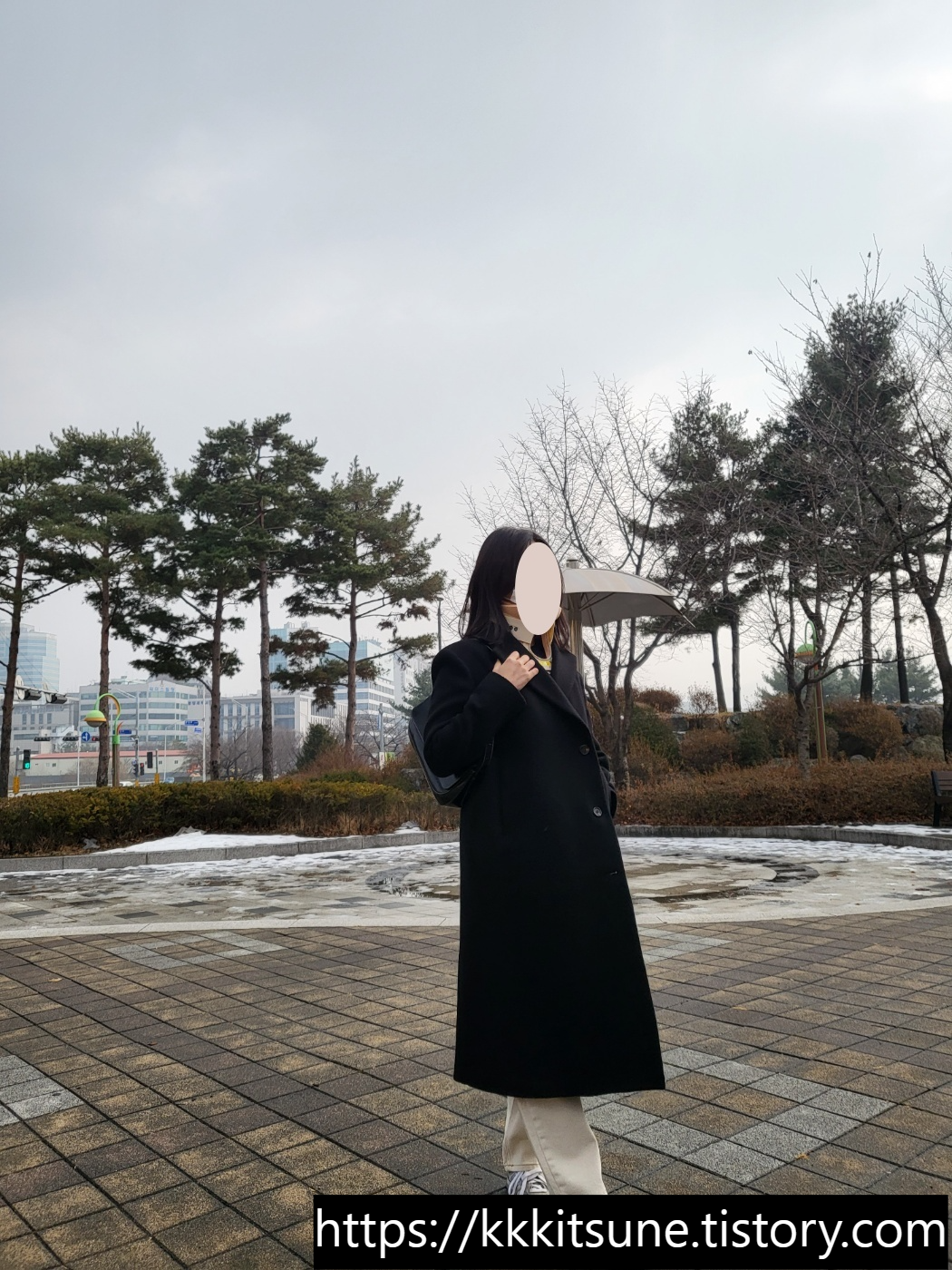 파사드패턴 캐시미어 미니멀 코트 블랙 최근 착용샷