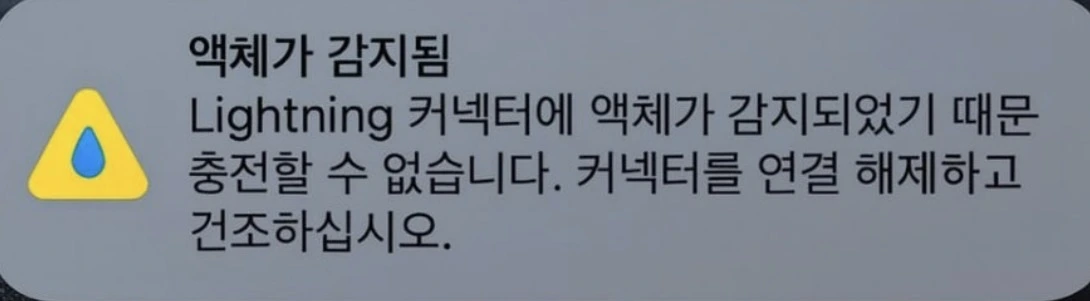 아이폰 물에 빠졌을때 액체 감지 충전 (드라이기, 무선충전, 해결법)