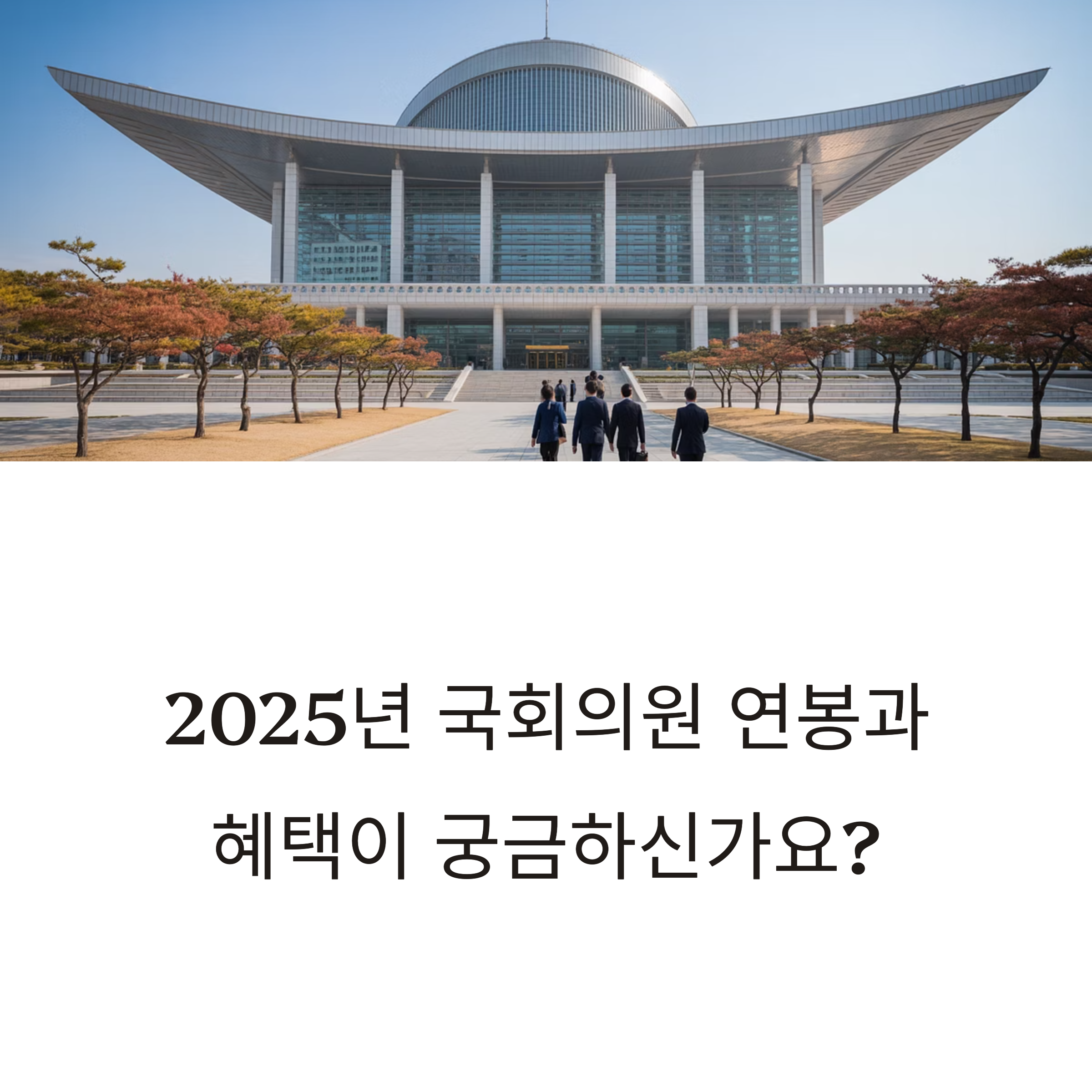 2025년 대한민국 국회의원 연봉과 복지 혜택 총정리