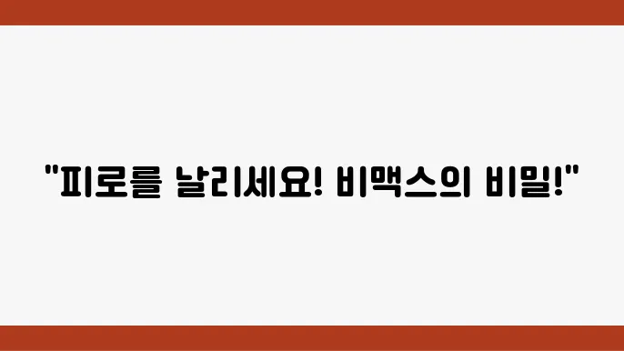 비맥스 메타비정 성분! 고함량 피로 회복제