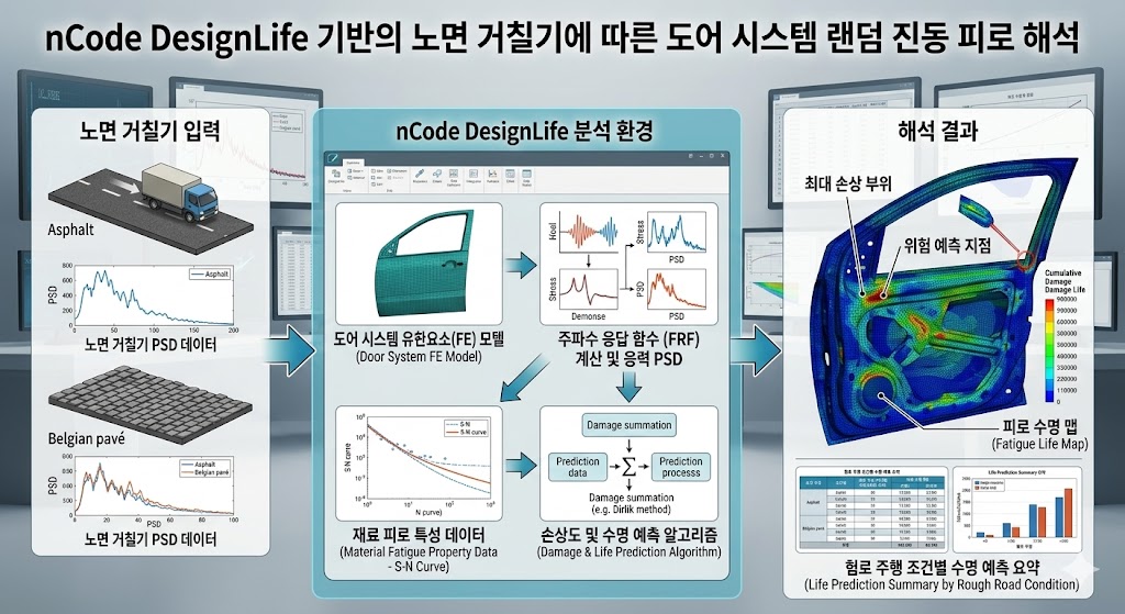 nCode DesignLife 기반의 노면 거칠기에 따른 도어 시스템 랜덤 진동 피로 해석