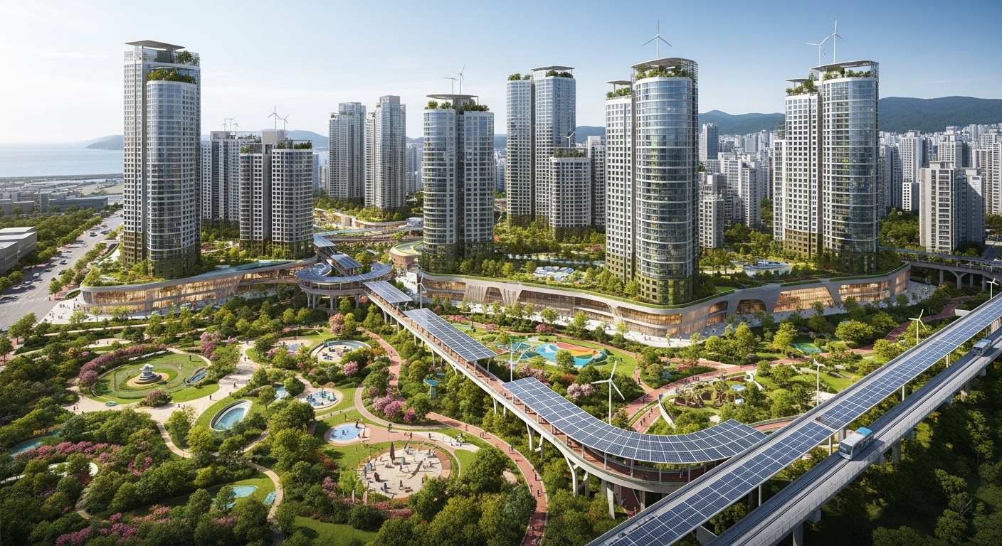 eco friendly 한 대규모 아파트의 멋진위상