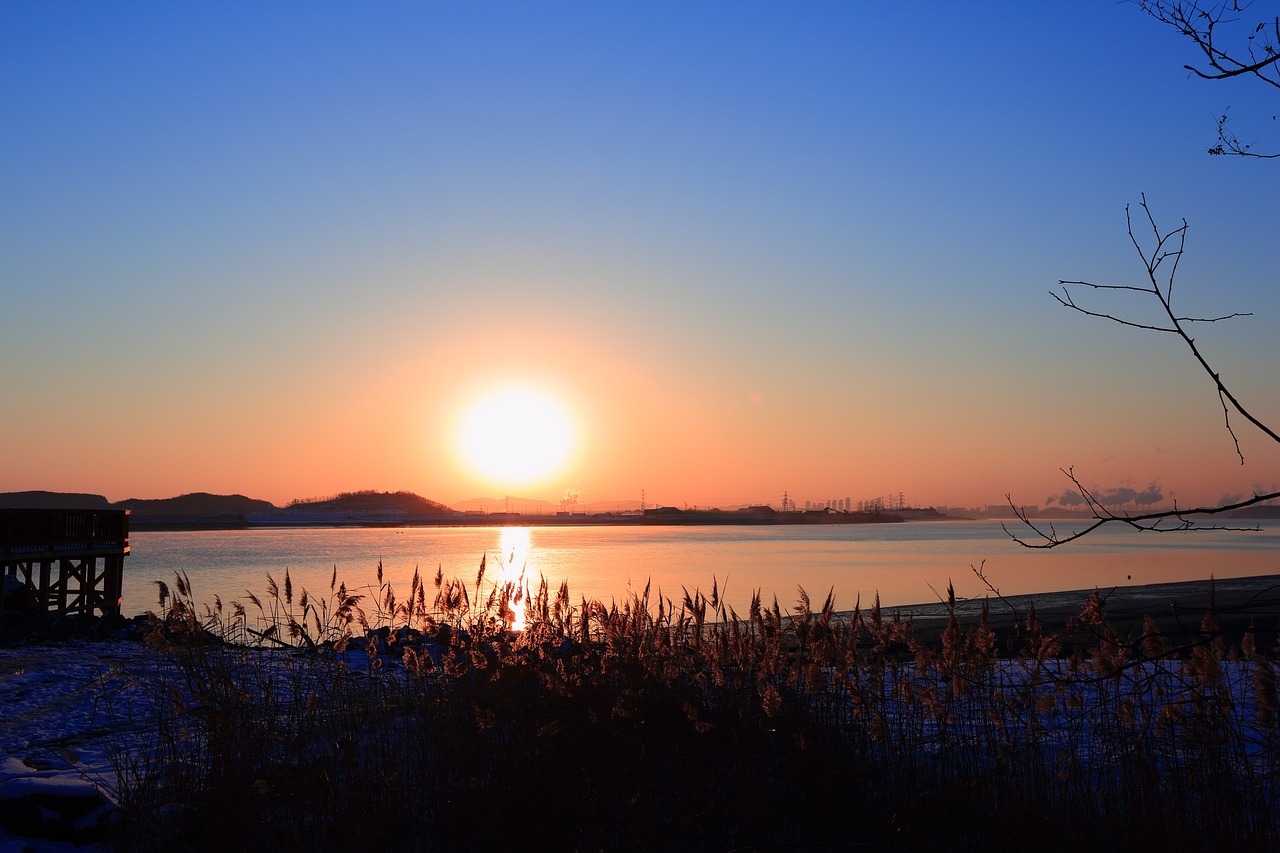 한국의 섬 '강화도'의 노을지는 모습