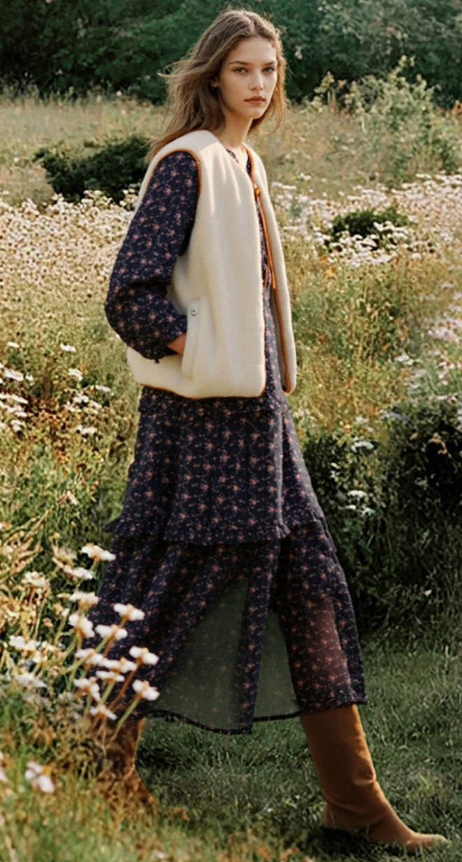 여성 보헤미안 플로럴 쉬폰 원피스