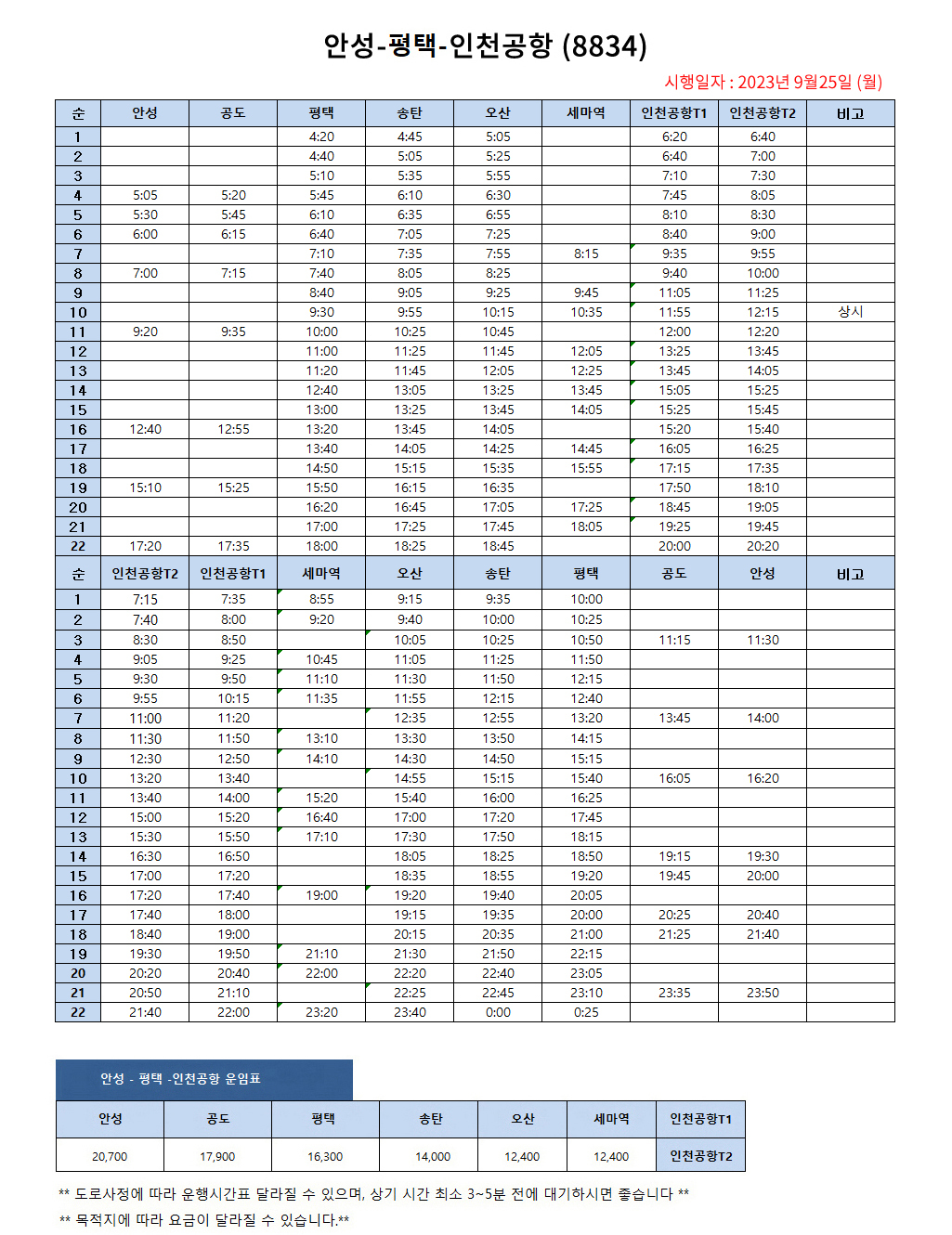 8834번 최신 시간표