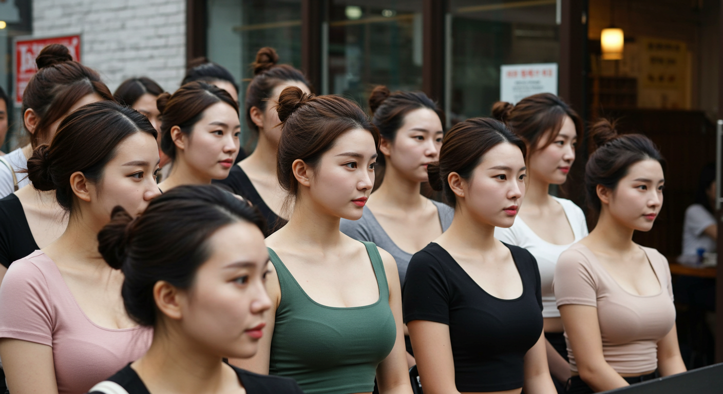 몰려 앉아있는 여성들