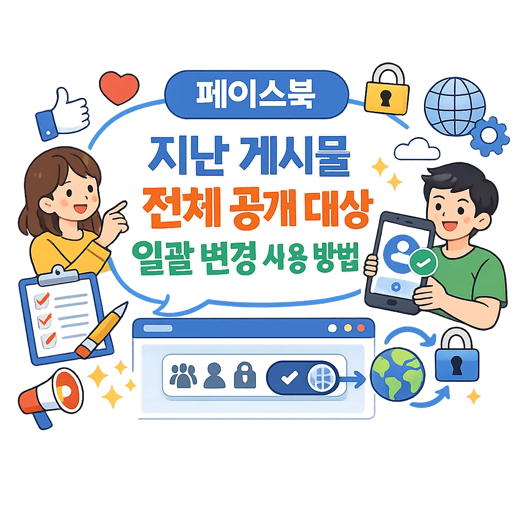 페이스북 지난 게시물 전체 공개 대상 일괄 변경 사용 방법