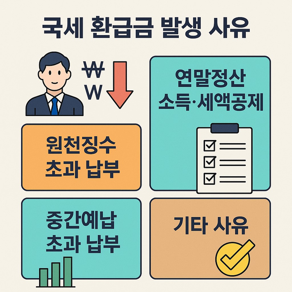 국세 환급금 발생 사유 요약 인포그래픽