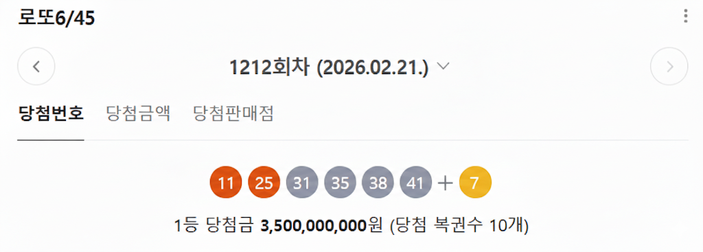 로또 1212회 번호 추천