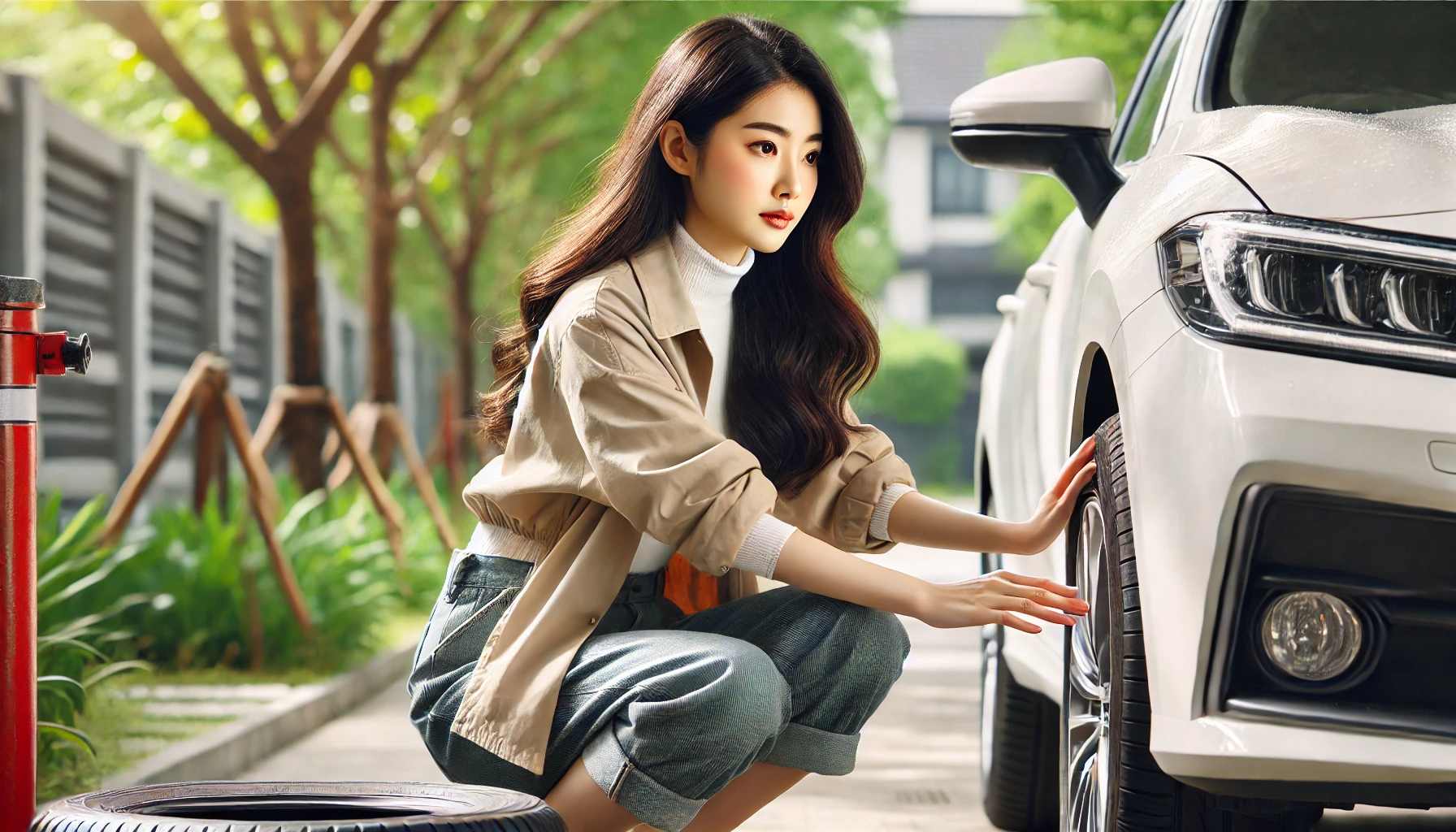 봄철 자동차 관리 하는 사람