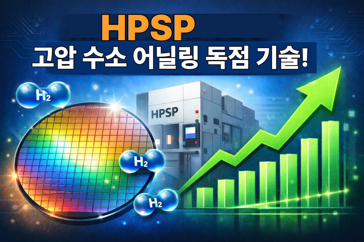 HPSP 고압 수소 어닐링 장비와 반도체 미세공정 확산으로 주가 상승을 표현한 썸네일 이미지