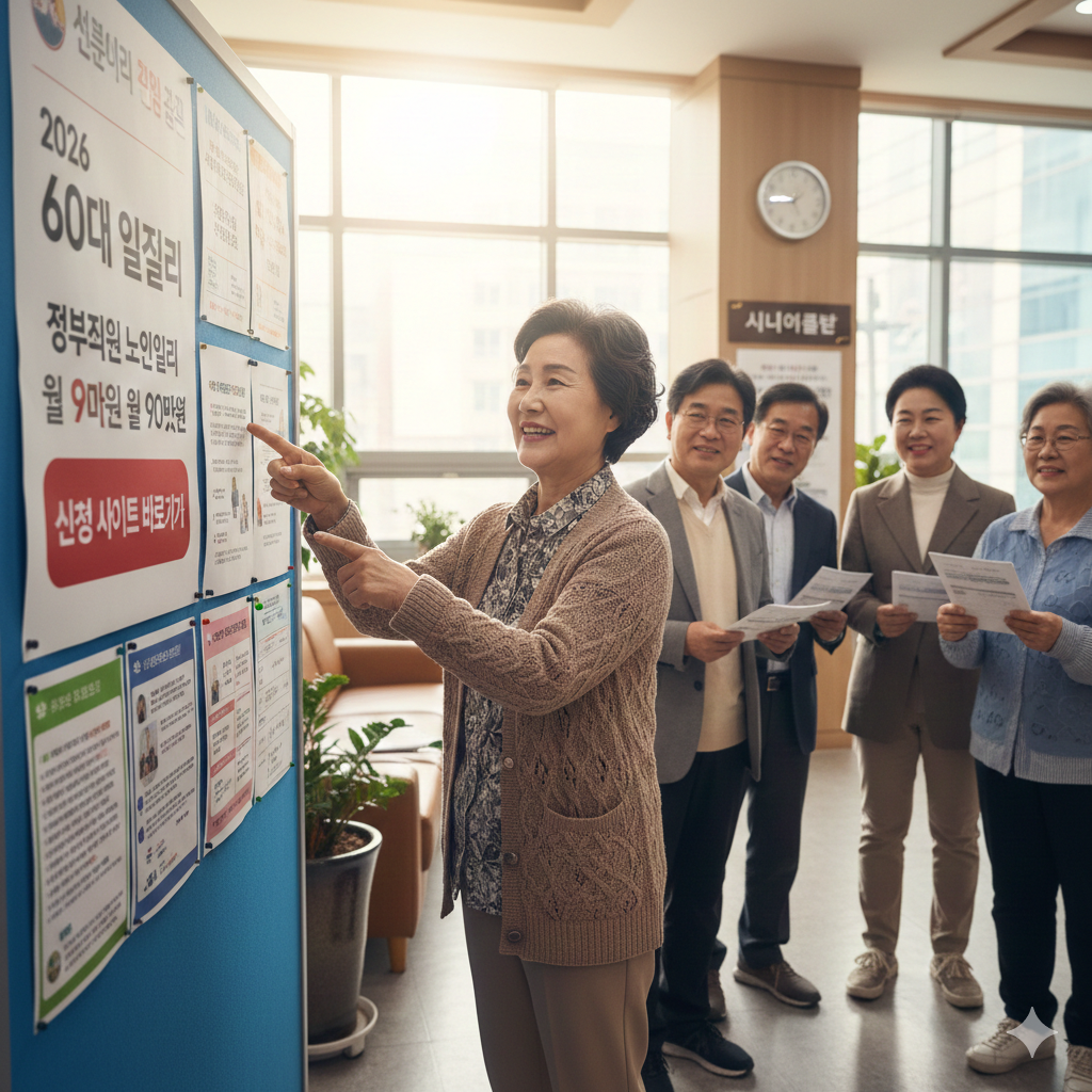 노인 일자리 구직 중인 노년 여성의 모습