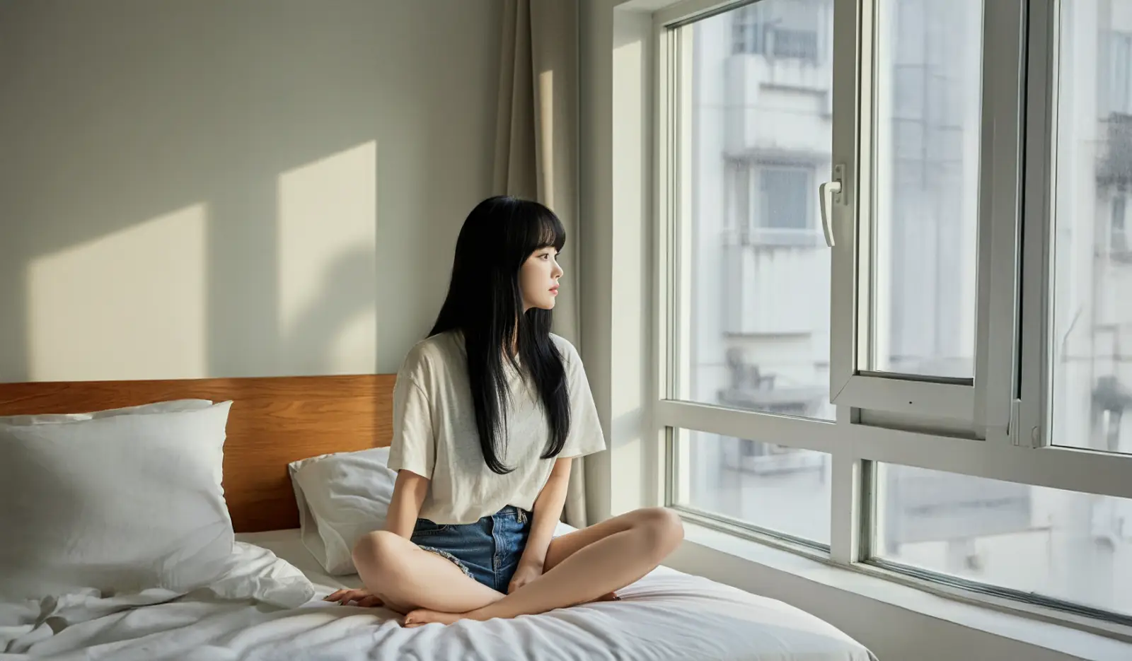 원룸에 있는 여성