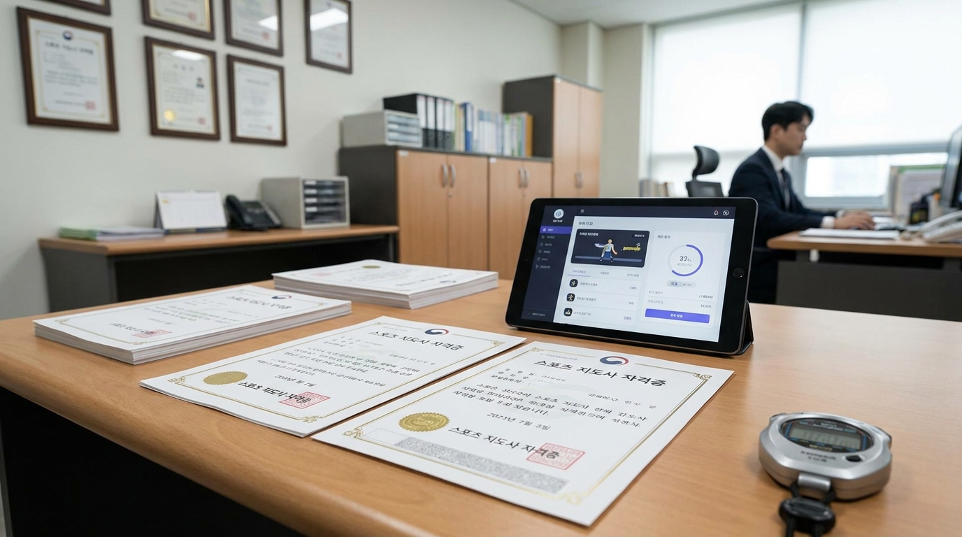 2026년 스포츠지도사 자격증 응시 자격 서류와 관련 비품들
